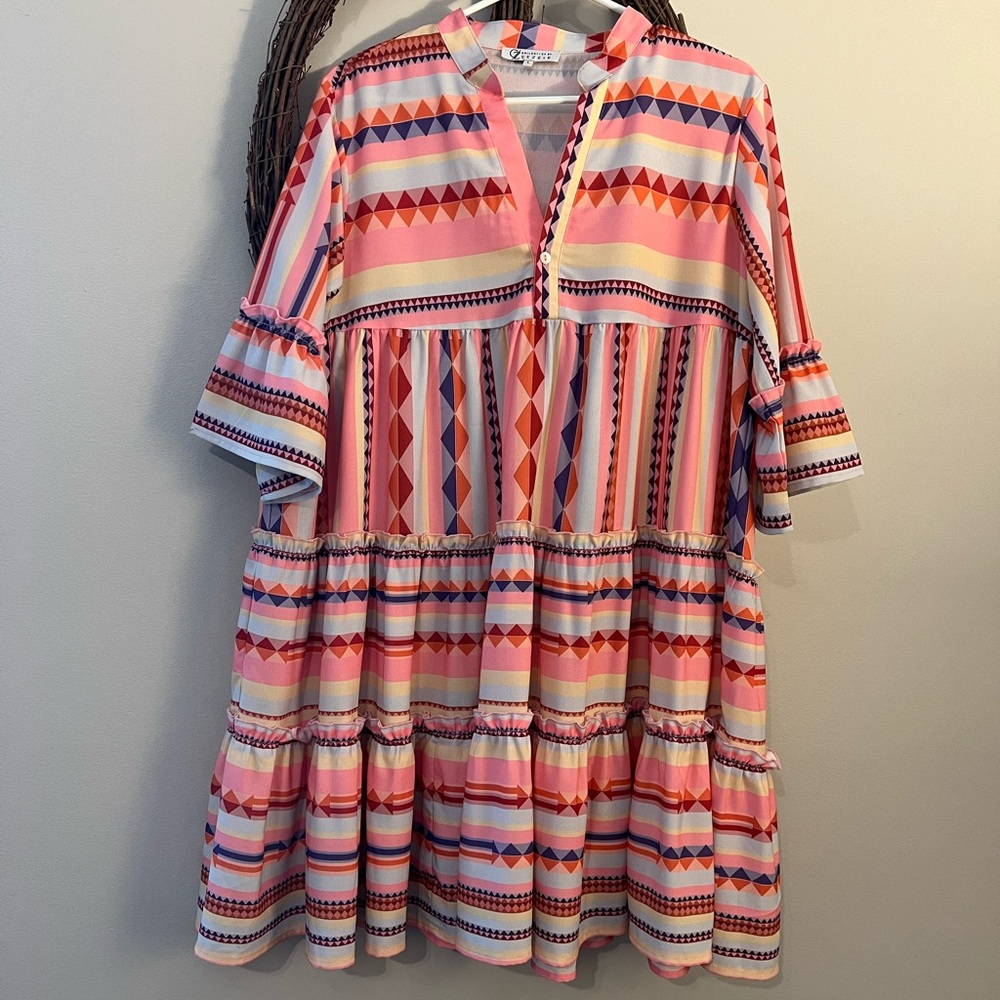 Colorful Geometric Pattern Dress